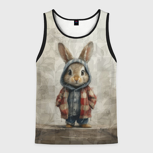 Мужская майка без рукавов Кролик в пальто / 3D-Черный – фото 1