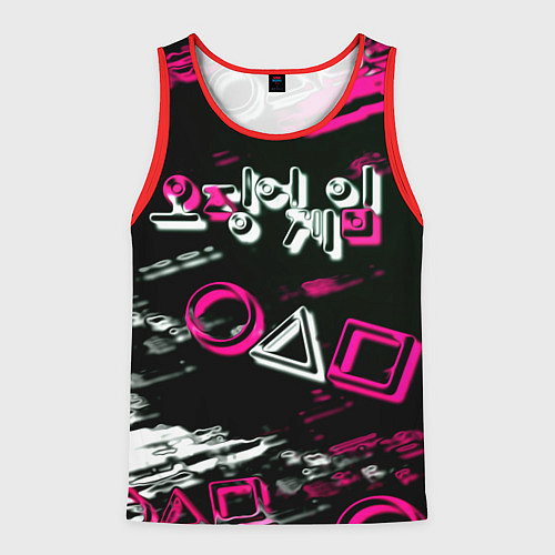 Мужская майка без рукавов Игра в кальмара геометрия / 3D-Красный – фото 1