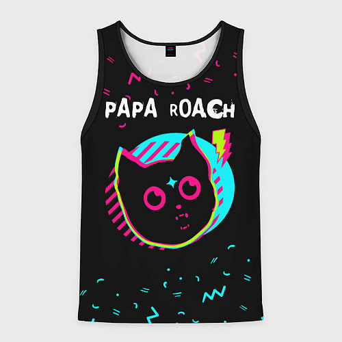 Мужская майка без рукавов Papa Roach - rock star cat / 3D-Черный – фото 1