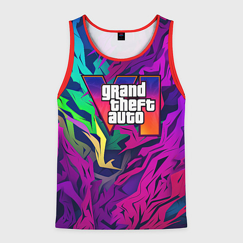 Мужская майка без рукавов Gta лого фиолетовый камуфляж / 3D-Красный – фото 1