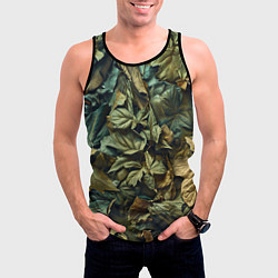 Майка-безрукавка мужская Реалистичный камуфляж из листьев, цвет: 3D-черный — фото 2