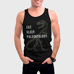 Майка-безрукавка мужская Eat sleep paleontology, цвет: 3D-черный — фото 2