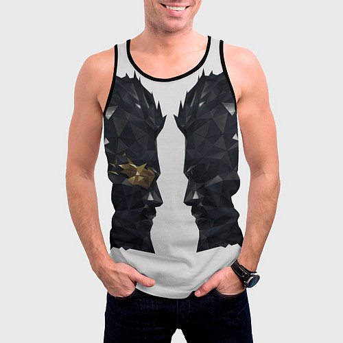 Мужская майка без рукавов Адам Дженсен в отражении deus ex / 3D-Черный – фото 3