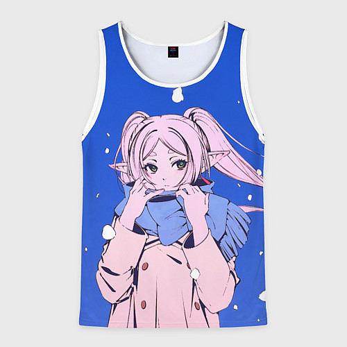 Мужская майка без рукавов Фрирен и снег / 3D-Белый – фото 1