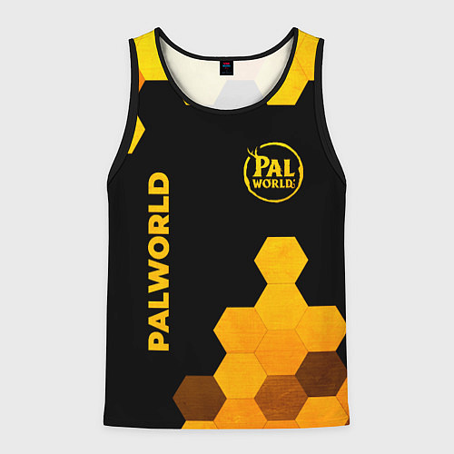 Мужская майка без рукавов Palworld - gold gradient вертикально / 3D-Черный – фото 1