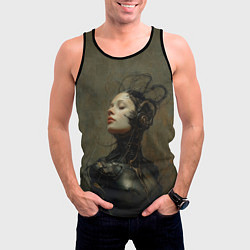 Майка-безрукавка мужская Гордая девушка андроид, цвет: 3D-черный — фото 2