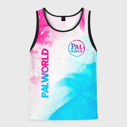 Мужская майка без рукавов Palworld neon gradient style вертикально / 3D-Черный – фото 1