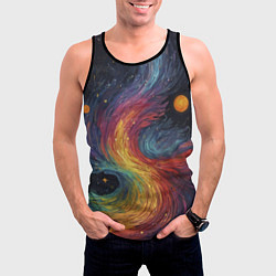 Майка-безрукавка мужская Звездный вихрь абстрактная живопись, цвет: 3D-черный — фото 2