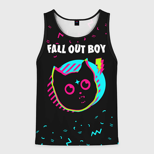 Мужская майка без рукавов Fall Out Boy - rock star cat / 3D-Черный – фото 1