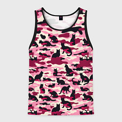 Майка-безрукавка мужская Камуфляжные розовые котики, цвет: 3D-черный