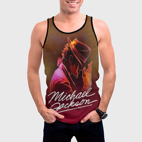 Мужская майка без рукавов Michael Jackson нарисованный кистью / 3D-Черный – фото 3