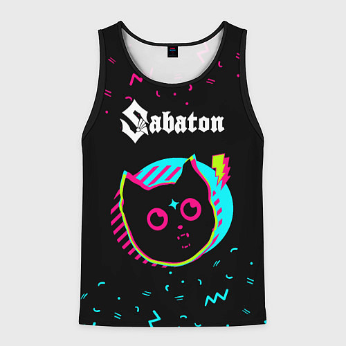 Мужская майка без рукавов Sabaton - rock star cat / 3D-Черный – фото 1