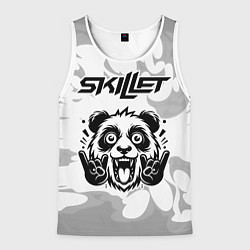 Мужская майка без рукавов Skillet рок панда на светлом фоне