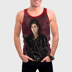 Майка-безрукавка мужская Michael Jackson на бордовом фоне, цвет: 3D-красный — фото 2