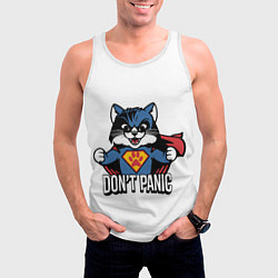 Майка-безрукавка мужская Котейка супергерой, цвет: 3D-белый — фото 2