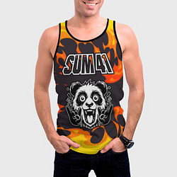 Майка-безрукавка мужская Sum41 рок панда и огонь, цвет: 3D-черный — фото 2