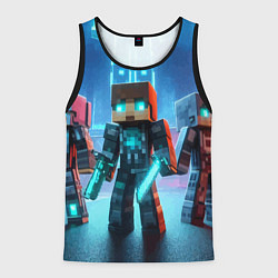 Майка-безрукавка мужская Minecraft - ai art neon, цвет: 3D-черный