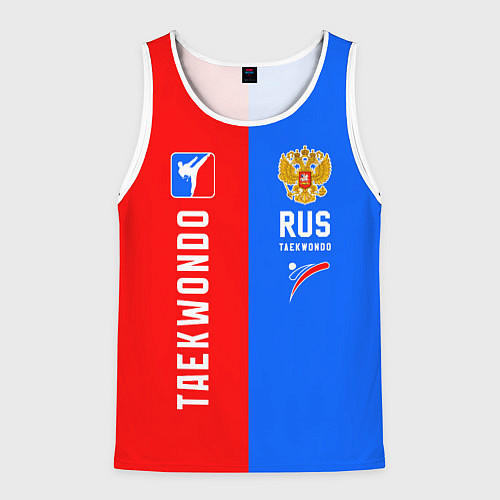 Мужская майка без рукавов Тхэквондо синий и красный / 3D-Белый – фото 1