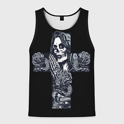 Майка-безрукавка мужская Santa muerte cross, цвет: 3D-черный