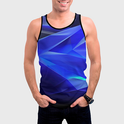 Мужская майка без рукавов Black and blue abstract background sport style / 3D-Черный – фото 3