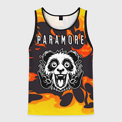 Майка-безрукавка мужская Paramore рок панда и огонь, цвет: 3D-черный