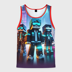 Мужская майка без рукавов Minecraft - neon metropolis ai art