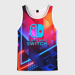 Мужская майка без рукавов Нинтендо неоновый стиль игромания