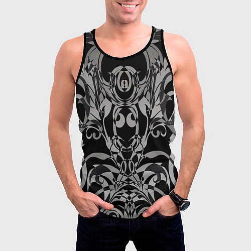 Мужская майка без рукавов Серые паттерны / 3D-Черный – фото 3