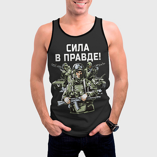 Мужская майка без рукавов Армия России - сила в правде / 3D-Черный – фото 3