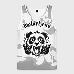 Майка-безрукавка мужская Motorhead рок панда на светлом фоне, цвет: 3D-белый