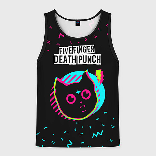 Мужская майка без рукавов Five Finger Death Punch - rock star cat / 3D-Черный – фото 1
