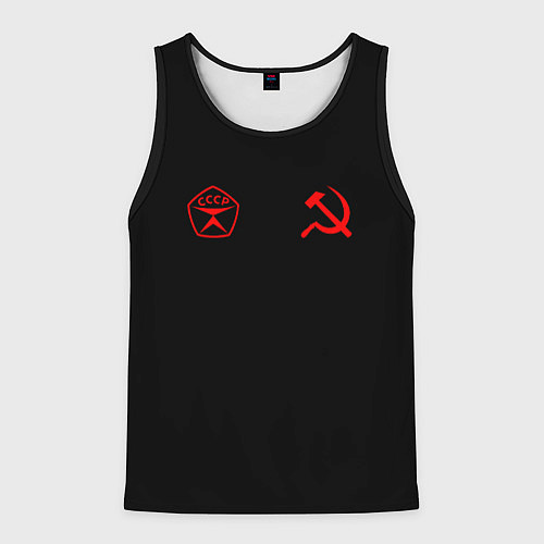 Мужская майка без рукавов СССР гост три полоски на белом фоне / 3D-Черный – фото 1