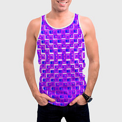 Майка-безрукавка мужская Фиолетовые квадраты на белом фоне, цвет: 3D-белый — фото 2