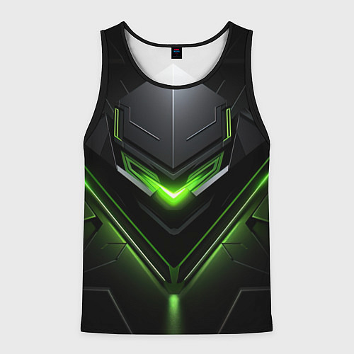 Мужская майка без рукавов Green and black abstract style / 3D-Черный – фото 1
