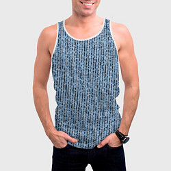 Майка-безрукавка мужская Голубой с чёрным мелкая мозаика, цвет: 3D-белый — фото 2