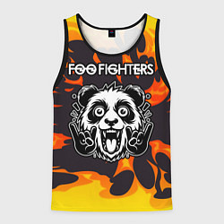Майка-безрукавка мужская Foo Fighters рок панда и огонь, цвет: 3D-черный