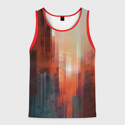 Майка-безрукавка мужская Размытый город на закате, цвет: 3D-красный