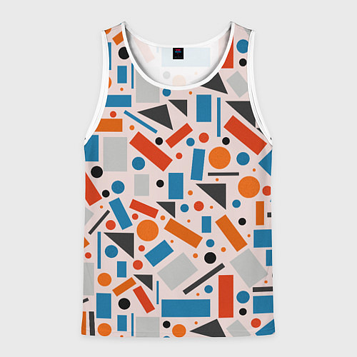 Мужская майка без рукавов Прямоугольники и круги / 3D-Белый – фото 1