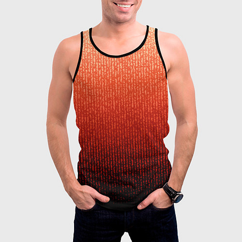 Мужская майка без рукавов Полосатый градиент оранжево-красный в чёрный / 3D-Черный – фото 3
