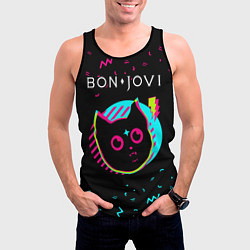 Майка-безрукавка мужская Bon Jovi - rock star cat, цвет: 3D-черный — фото 2