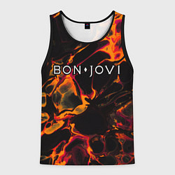 Майка-безрукавка мужская Bon Jovi red lava, цвет: 3D-черный