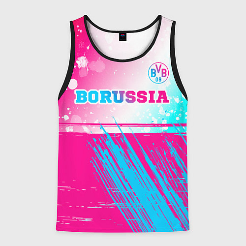 Мужская майка без рукавов Borussia neon gradient style посередине / 3D-Черный – фото 1