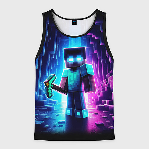 Мужская майка без рукавов Minecraft - neon character ai art / 3D-Черный – фото 1