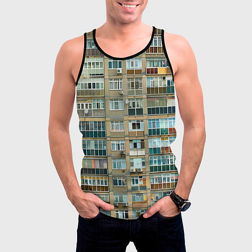 Мужская майка без рукавов Панельный дом / 3D-Черный – фото 3