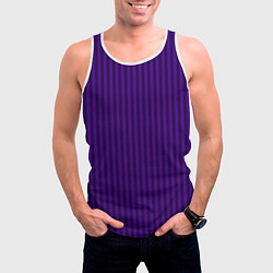 Майка-безрукавка мужская Яркий фиолетовый в полоску, цвет: 3D-белый — фото 2