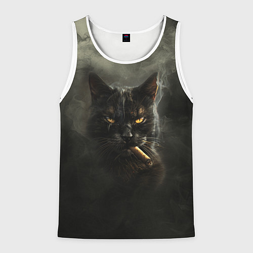 Мужская майка без рукавов Кот - Бегемот / 3D-Белый – фото 1