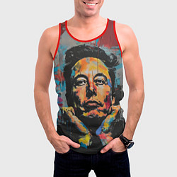 Майка-безрукавка мужская Илон Маск граффити портрет, цвет: 3D-красный — фото 2