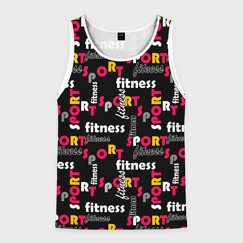 Мужская майка без рукавов Спортивный узор желтый красный черный / 3D-Белый – фото 1
