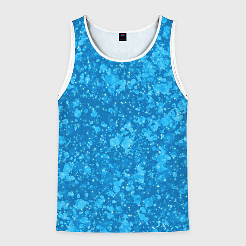 Мужская майка без рукавов Ярко-голубой абстракция космический / 3D-Белый – фото 1