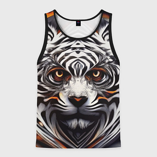 Мужская майка без рукавов Абстракция: тигр / 3D-Черный – фото 1